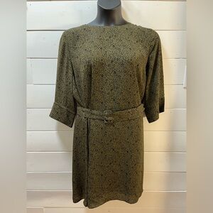 1980 Montréal – Olive Green Printed Dress Size 18